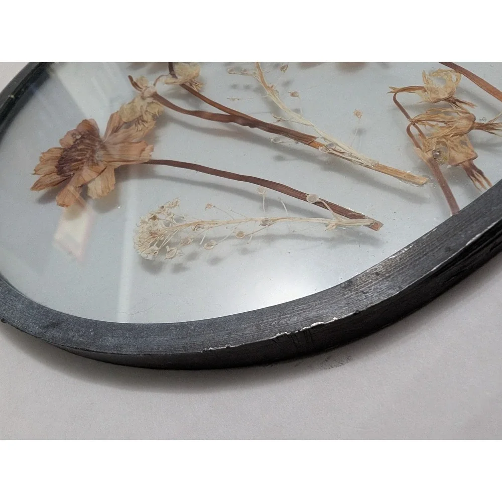 Dried Press Flowers German Metal & Glass Round sun catcher boho cottagecore